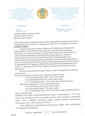Температуралық режим, қолайсыз ауа-райнда сабақтарды ұйымдастыру
